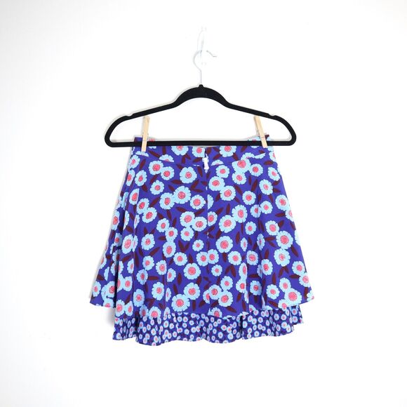 Kate Spade New York Size 0 Silk Tangier Floral Double Layer Skirt Cobalt Blue - Picture 7 of 10